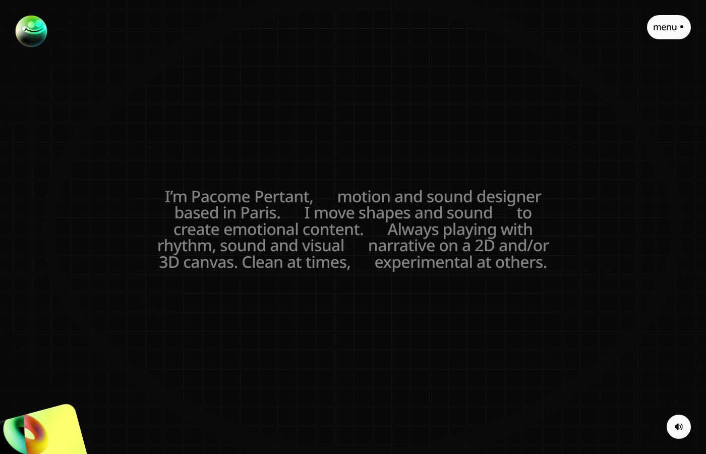 Homepage screenshot of Pacome Pertant